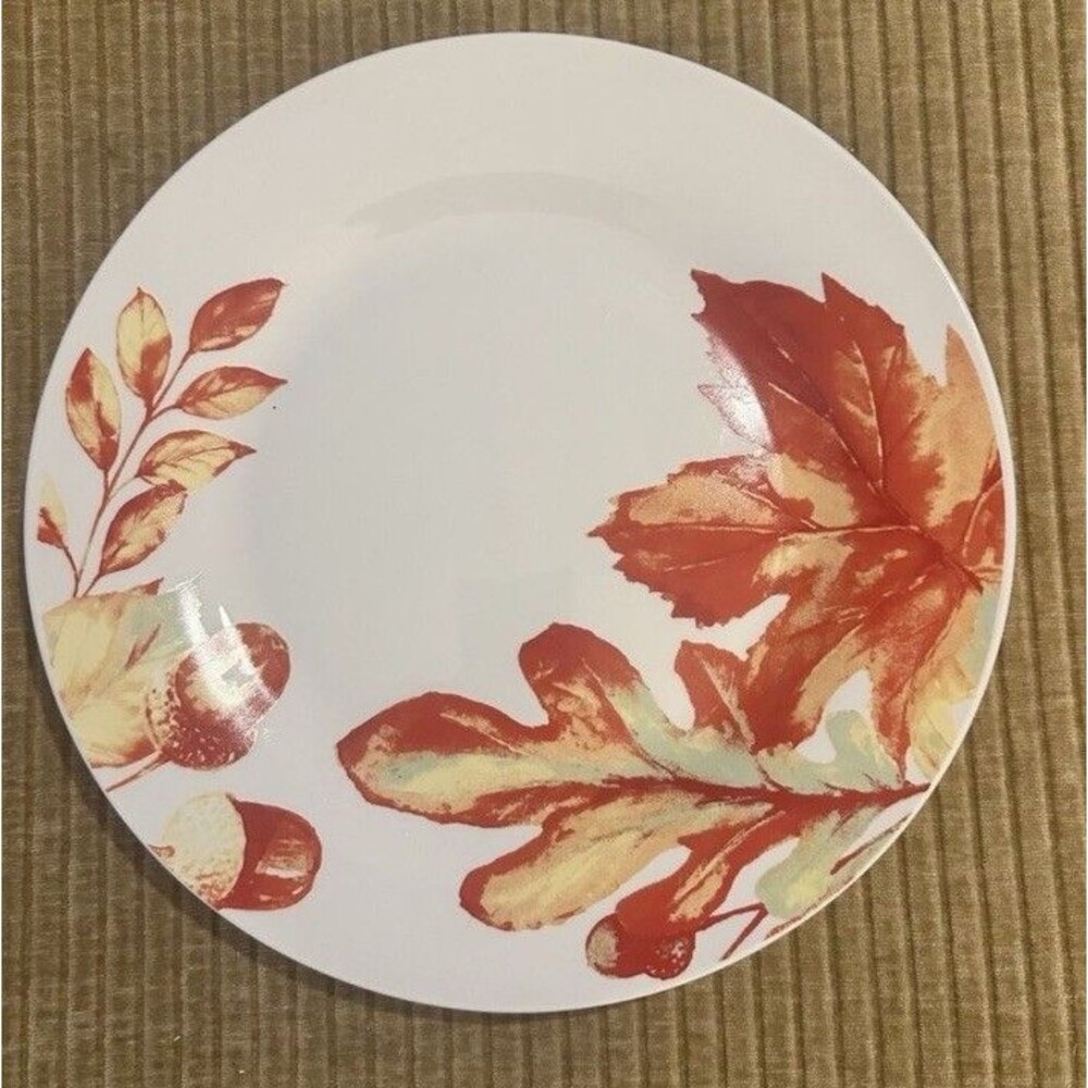 Royal Norfolk Autumn Leaves Dinner Plates Set of 12 Brown Fall Leaf Design 10.5"